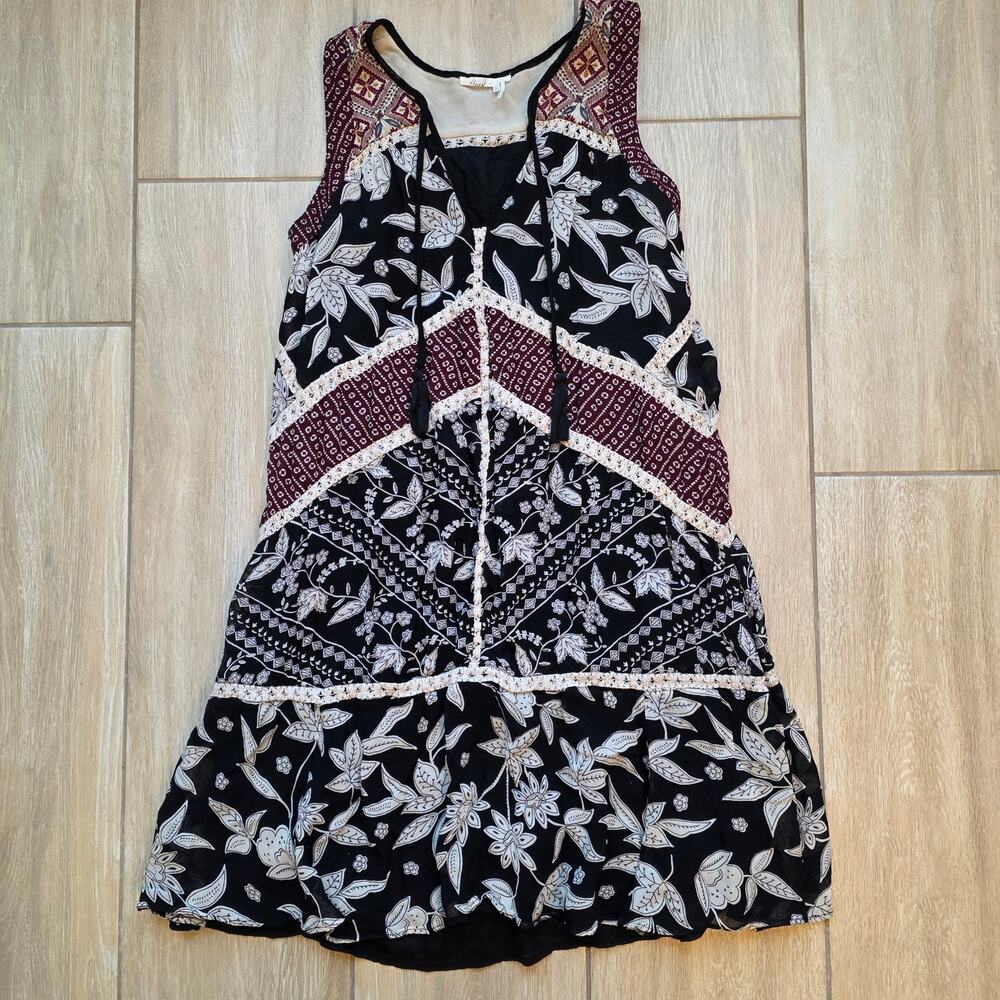 Floreat Anthropologie Patchwork Boho Dress Womens 4 Tassel Sleeveless